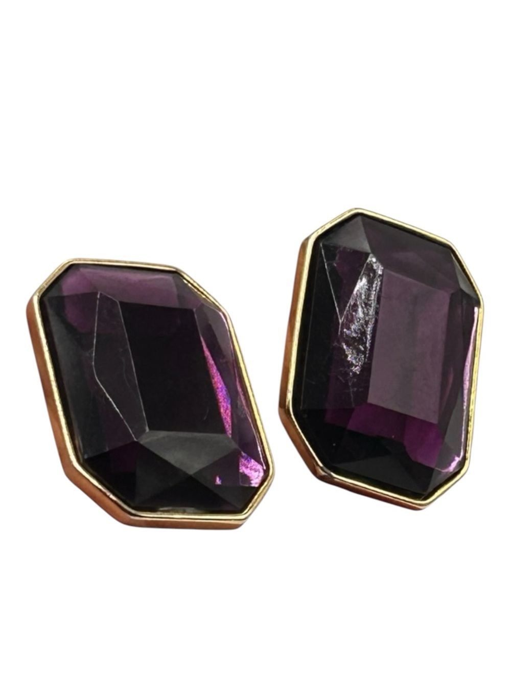 Huge Jay Feinberg Purple Acrylic Clip Earrings